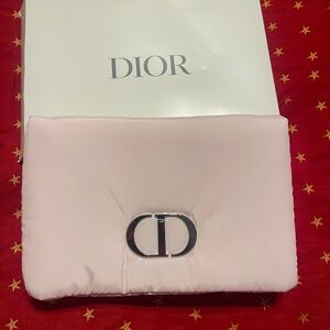 Dior Soft Pink Pouch with Silver Emblem